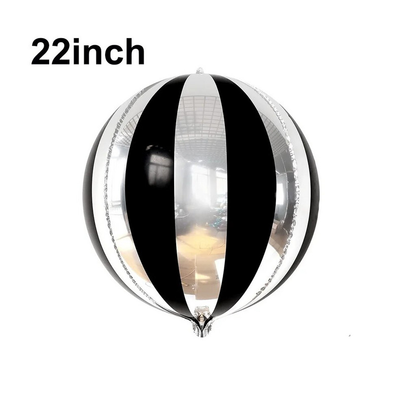 4 vnt / rinkinys Didelis 22 colių juodos ir sidabrinės vakarėlio dekoracijos 360 laipsnių 4D juostelės juodos sidabrinės spalvos balionai juodai balti vakarėlio reikmenys