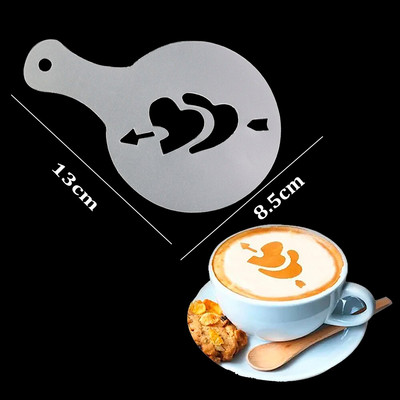 16 DB Kávésablonok Díszes kávényomtatási modell Tejtorta sablonok Cappuccino forma Tortarajzoló forma Otthoni konyhai kellékek
