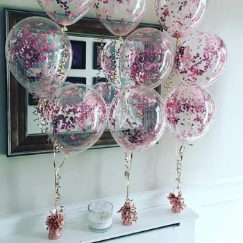 10 τμχ/ παρτίδα ροζ χρυσό μωβ Glitter Clear Confetti Latex Balloons Γάμος Γενέθλια Διακόσμηση Baby shower Helium globos
