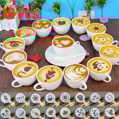 16kom/set Kalup za kavu Latte Cappuccino Barista Umjetničke šablone Predlošci za prašinu za kolače Pribor za kavu Kalup za mlijeko Ukras za kavu