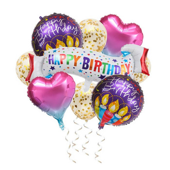 Νέα 9 σετ με πανό γενεθλίων μεμβράνη αλουμινίου Μπαλόνια παγιέτες Μπαλόνια Παιδικά Ενήλικες Διακόσμηση πάρτι γενεθλίων