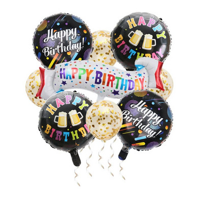 Νέα 9 σετ με πανό γενεθλίων μεμβράνη αλουμινίου Μπαλόνια παγιέτες Μπαλόνια Παιδικά Ενήλικες Διακόσμηση πάρτι γενεθλίων