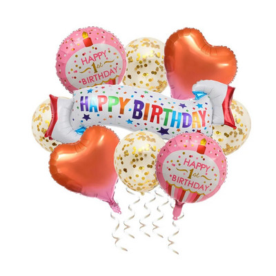 Jauni 9 dzimšanas dienas reklāmkarogu komplekti, alumīnija plēves bumbiņu vizuļu baloni bērnu pieaugušajiem dzimšanas dienas ballīšu dekorēšanai