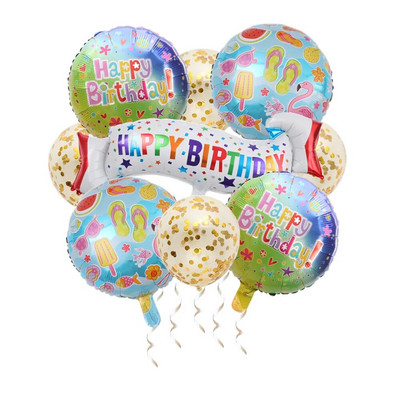 Jauni 9 dzimšanas dienas reklāmkarogu komplekti, alumīnija plēves bumbiņu vizuļu baloni bērnu pieaugušajiem dzimšanas dienas ballīšu dekorēšanai