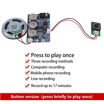 Προγραμματιζόμενη μονάδα μουσικής Chip 17 λεπτών Ήχος Φωνητικός ήχος για αυτοδημιούργητο δώρο ευχετήριας κάρτας