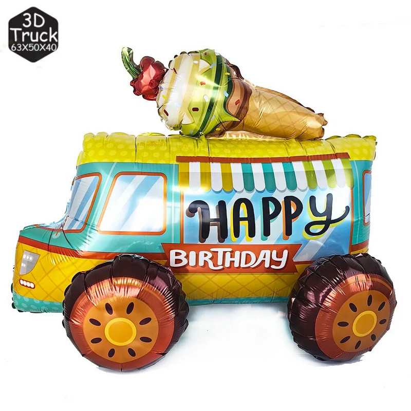 Ledų sunkvežimio balionai, spurgų saldainių temos Kūdikių dušas Vasaros paplūdimio saldus Havajų gimtadienio vakarėlis Mylar balionų dekoro reikmenys