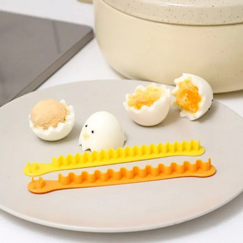 2PCS Резачка за изискани варени яйца Симпатична форма на яйчена черупка Изработка на варени яйца Bento Cut Flower Shaper Инструменти за яйца Кухненски джаджи