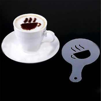 16 τεμ. Mold Coffee Milk Cake Cupcake Stencil Template Coffee Barista Cappuccino Template Strew Pad Duster Spray Tools