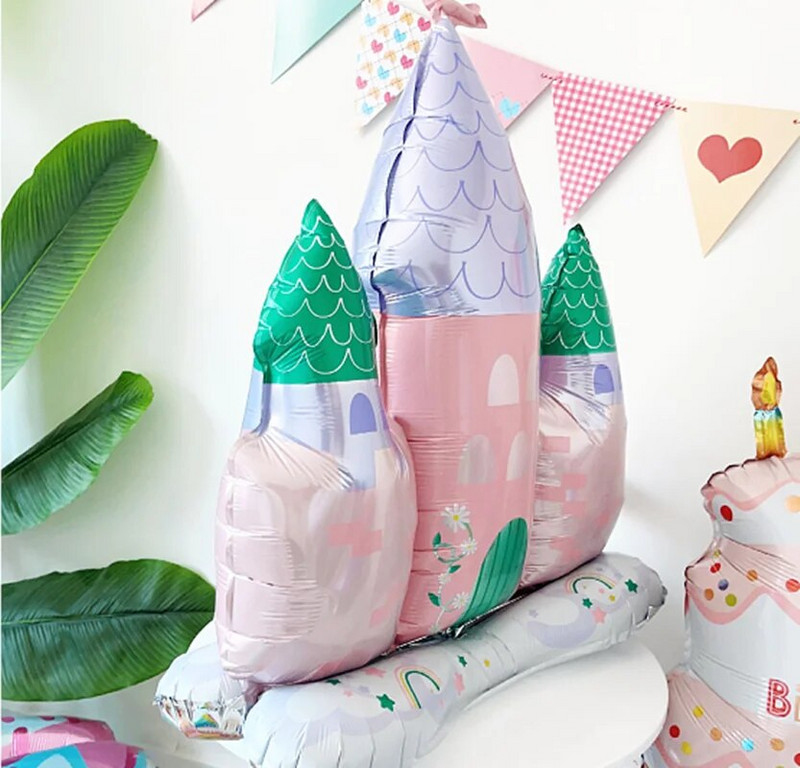 Princesės svajonių pilies aliuminio folijos balionas vaikų gimtadienio puošmena