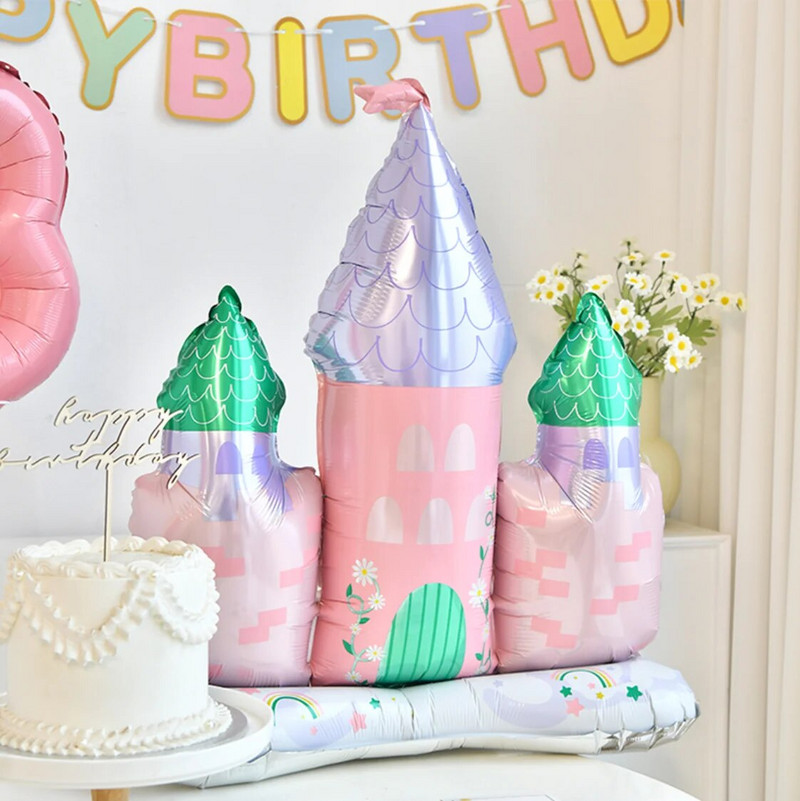Princesės svajonių pilies aliuminio folijos balionas vaikų gimtadienio puošmena