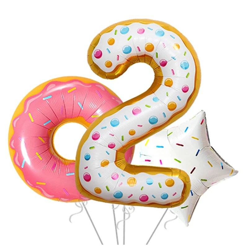 Πολύχρωμα μπαλόνια αλουμινόχαρτου 32 ιντσών Αριθμός 0-9 Baby Shower Γενέθλια Προμήθειες γάμου ντόνατ παγωτό μπαλόνι ηλίου