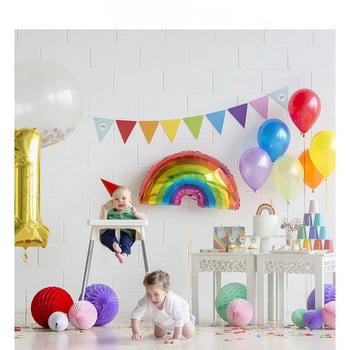 1 τεμ. Big Rainbow Smile White Cloud Foil Balloon Boy girl Birthday Party Birthday balloon Decorations Baby Shower Kids Toy Ball Gift Gift