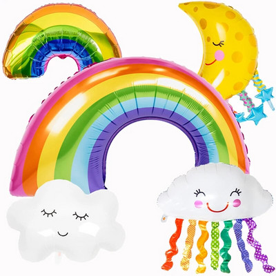 1 бр. Big Rainbow Smile White Cloud Фолиев балон Момче Момиче Парти за рожден ден Хелиев балон Декорации Baby Shower Детска играчка Подарък Топка