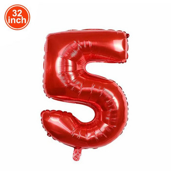 Червен балон с големи числа 32 инча 1 2 3 4 5 6 7 8 9 Racer Birthday Ball Digit Bachelorette Ballons Figure Golob Ballon