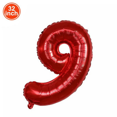 Sarkans lielu skaitļu balons 32 collas 1 2 3 4 5 6 7 8 9 Racer dzimšanas dienas bumba Ciparu vecpuišu baloni Figūra Goloba balons