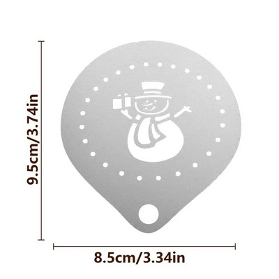 Kalėdinio pyrago dekoravimo trafaretas Putų Latte Art Trafaretai Trafaretai Formos milteliai Trafaretas „Pasidaryk pats“ kepimo meno forma Daugkartinio naudojimo Barista