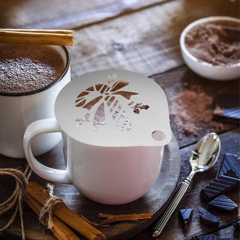 Kalėdinio pyrago dekoravimo trafaretas Putų Latte Art Trafaretai Trafaretai Formos milteliai Trafaretas „Pasidaryk pats“ kepimo meno forma Daugkartinio naudojimo Barista