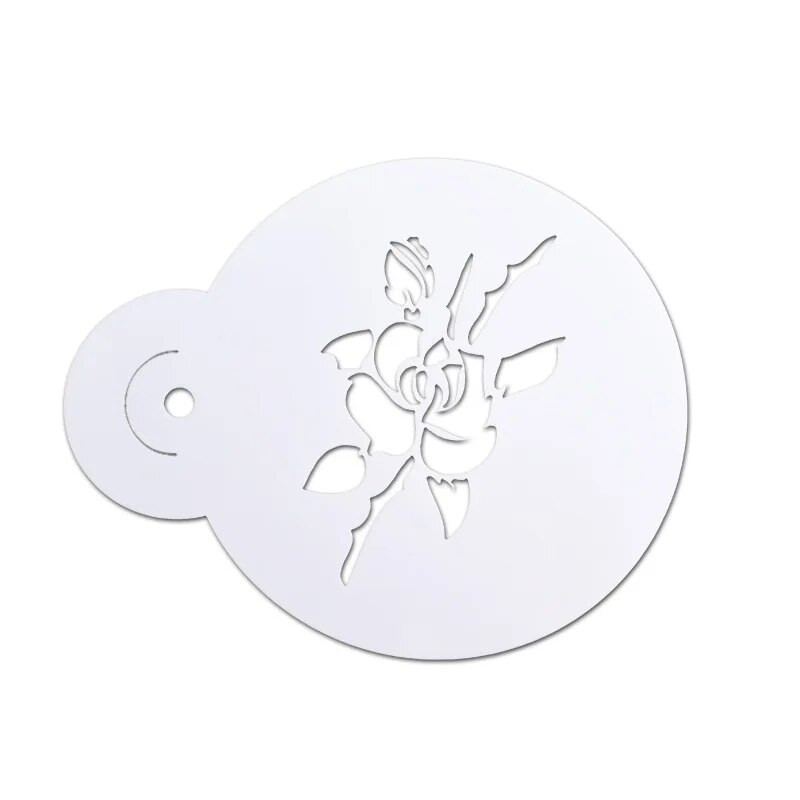 Kavos trafaretai Išgalvoti kavos spausdinimo modeliai, purškiami putplasčiai, pyragaičiai