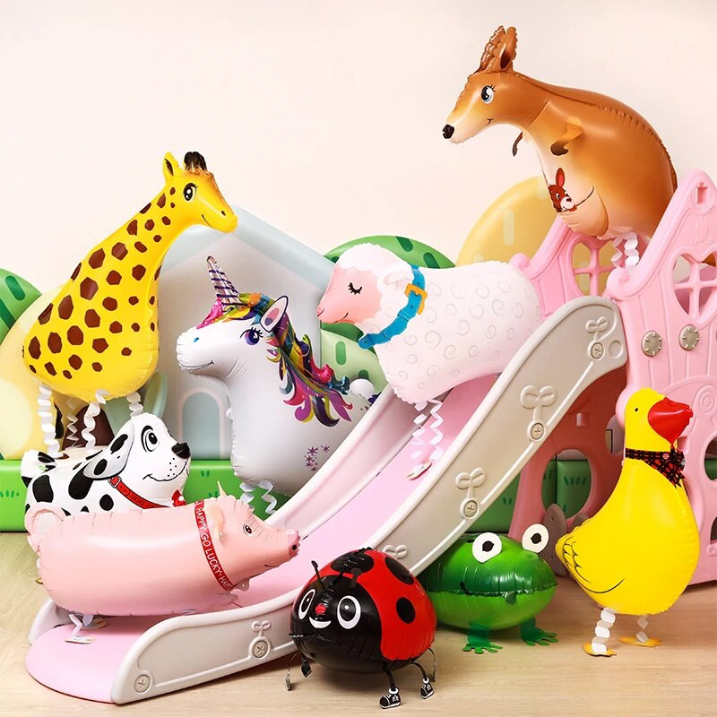 1 vnt Animacinis ūkinis gyvūnas vaikštantis balionas Miela karvė vištiena Namuose avis Boružėlė Dalmatijos folijos balionai, skirti ūkio gimtadienio dekoravimui