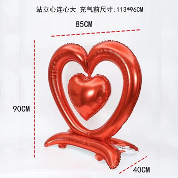Свети Валентин Голямо сърце Сърце Сърце Предложение Балон от алуминиево фолио Декорация за сватбено тържество Плаващ балон с хелий
