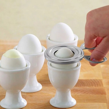 Стоманена отворена яйчна черупка. Основни домакински кухненски нарязани яйчени черупки. Отворено варено яйце. Инструмент за покриване на яйца. Резачка за яйце за отлепване на яйчена черупка.