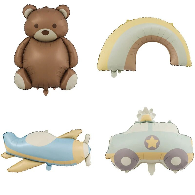 Mielas matinis balionas vaivorykštė policijos automobilis lėktuvas lokys gimtadienio balionas vakarėlio scenos dekoravimas aliuminio plėvelės balionas
