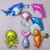 1бр сладко животно делфин акула морска черупка октопод морско конче рак балон украса за рожден ден баня детски ден риба
