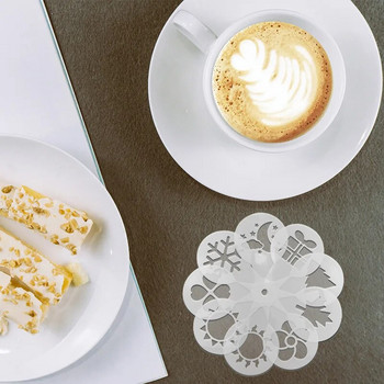 Шаблони за кафе Изискан модел за печат на кафе Спрей от пяна Шаблони за торта Рисуване на кафе Форма за капучино Инструменти за сито на прах