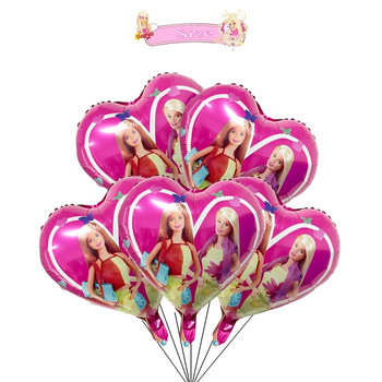 5Pcs 18-инчова кукла Барби Консумативи за парти за рожден ден Фолио Хелиев балон Деца Направи си сам Подарък Парти Декорация Розова принцеса Карикатура Сватба