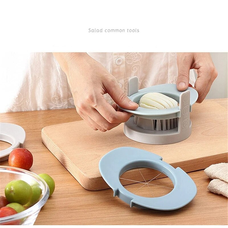 Kiaušinių pjaustyklė, 3 viename virtų kiaušinių pjaustytuvas su nerūdijančio plieno pjovimo laidais, kiaušinius supjaustykite plonais griežinėliais