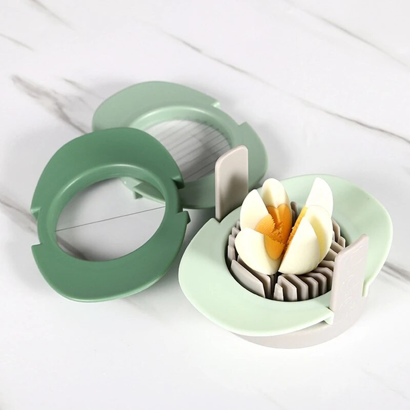 Kiaušinių pjaustyklė, 3 viename virtų kiaušinių pjaustytuvas su nerūdijančio plieno pjovimo laidais, kiaušinius supjaustykite plonais griežinėliais