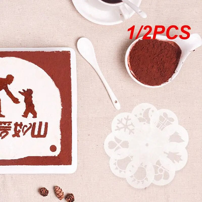 1/2 buc. Șabloane de cafea Model fantezie de imprimare a cafelei Șabloane pentru prăjituri cu spumă pentru desen de cafea Mucegai pentru cappuccino Instrumente pentru sită pudră