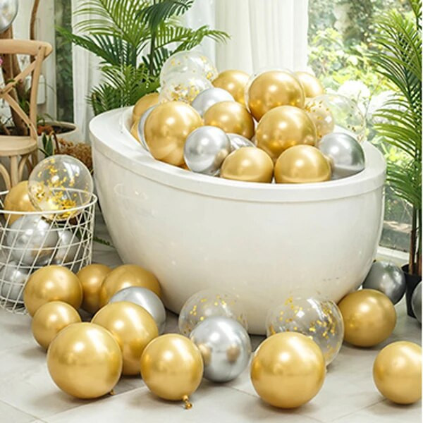 12 инча прозрачен балон Розово злато Конфети Пайети Латексови балони Сватба Рождено парти Банкет Декор Блестящ прозрачен балон