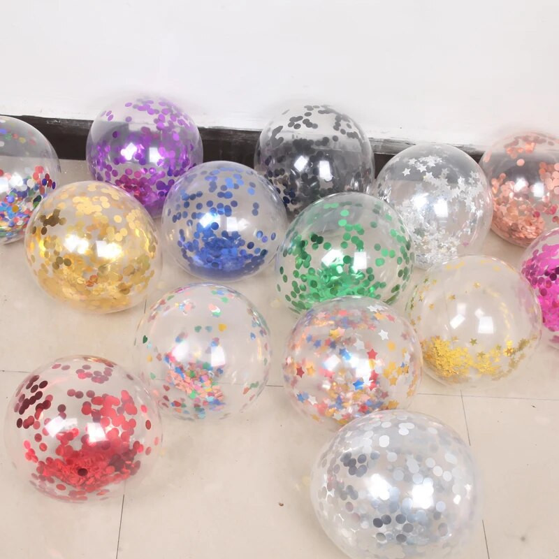 12 инча прозрачен балон Розово злато Конфети Пайети Латексови балони Сватба Рождено парти Банкет Декор Блестящ прозрачен балон