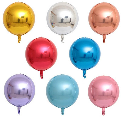 6 опаковки 22-инчови фолио сферични балони 4D балони Glod Silver Rosegold Големи кръгли балони Mylar за украса за парти за рожден ден