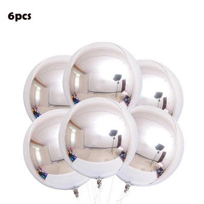 6 опаковки 22-инчови фолио сферични балони 4D балони Glod Silver Rosegold Големи кръгли балони Mylar за украса за парти за рожден ден