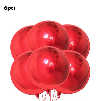 6 опаковки 22-инчови фолио сферични балони 4D балони Glod Silver Rosegold Големи кръгли балони Mylar за украса за парти за рожден ден