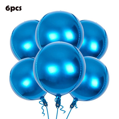 6 опаковки 22-инчови фолио сферични балони 4D балони Glod Silver Rosegold Големи кръгли балони Mylar за украса за парти за рожден ден