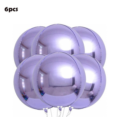 6 опаковки 22-инчови фолио сферични балони 4D балони Glod Silver Rosegold Големи кръгли балони Mylar за украса за парти за рожден ден