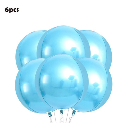 6 опаковки 22-инчови фолио сферични балони 4D балони Glod Silver Rosegold Големи кръгли балони Mylar за украса за парти за рожден ден