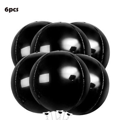 6 опаковки 22-инчови фолио сферични балони 4D балони Glod Silver Rosegold Големи кръгли балони Mylar за украса за парти за рожден ден