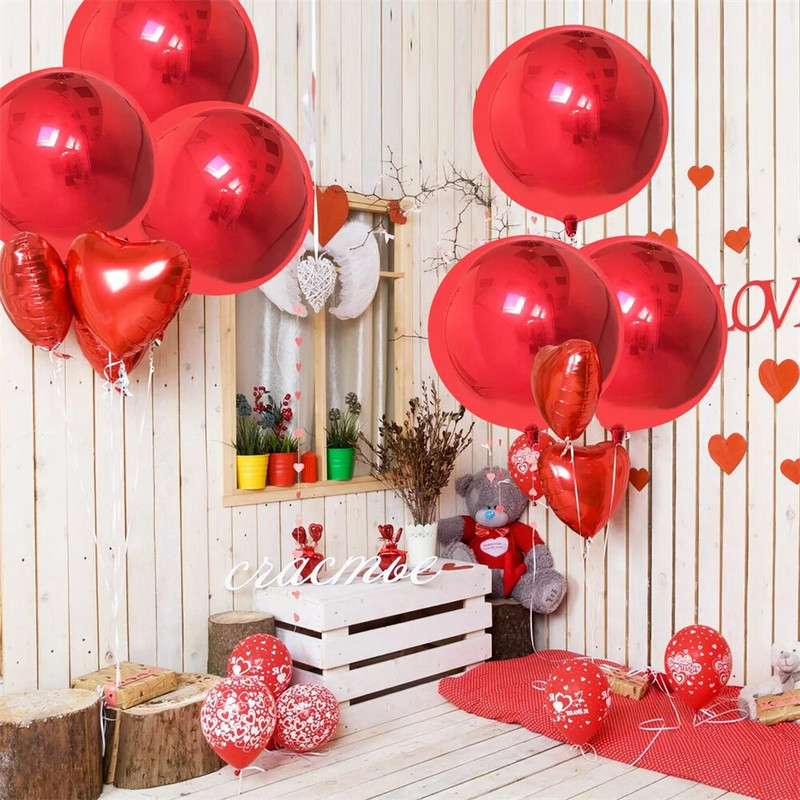 6 опаковки 22-инчови фолио сферични балони 4D балони Glod Silver Rosegold Големи кръгли балони Mylar за украса за парти за рожден ден