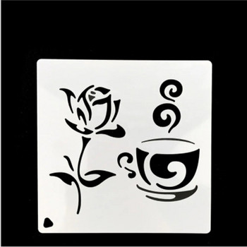 1 τεμ 15*15 εκ. Τριαντάφυλλο λουλούδι DIY Στένσιλ για τούρτα Ζωγραφική τοίχου Λεύκωμα χρωματισμού ανάγλυφο άλμπουμ Διακοσμητικό πρότυπο επαναχρησιμοποιήσιμο