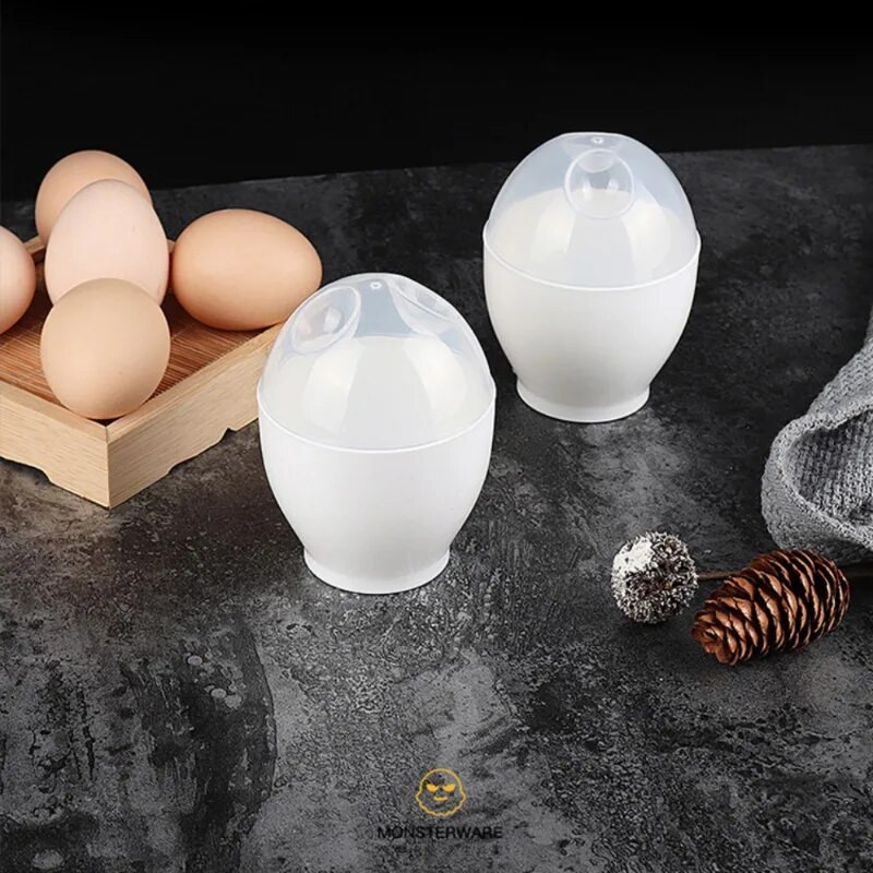 2 vnt Mini mikrobangų krosnelės kepimo garuose kiaušinių dubenėlis kiaušinienės garlaivis Baltas puodelis Kiaušinių katilas garlaivis Brakonieriaus kiaušinių kepimo puodelis