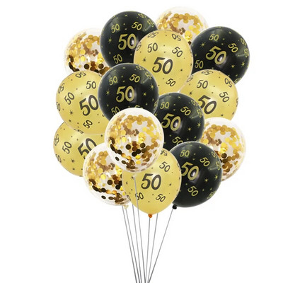 15 бр. 12 инча златно черно 18 30 40 50 60 латексов балон Възрастен Декорация за парти за рожден ден Празнуване на 40-та годишнина Балони 18-ти