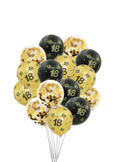 15 бр. 12 инча златно черно 18 30 40 50 60 латексов балон Възрастен Декорация за парти за рожден ден Празнуване на 40-та годишнина Балони 18-ти