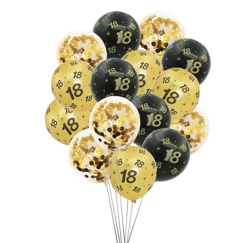 15 бр. 12 инча златно черно 18 30 40 50 60 латексов балон Възрастен Декорация за парти за рожден ден Празнуване на 40-та годишнина Балони 18-ти