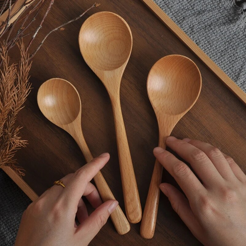 3 dydžių medinis šaukštas ryžių košės sriubos samtelis Namų indai Vaikiški valgymui Maišymas Maišymas Virimas Virtuvės reikmenys