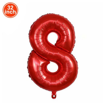 Балон с номер 8 8-цифрени балони Осем синя фигура Зелен глобус 8-ми рожден ден Голяма голяма червена роза Златна черна цветна 32 инча