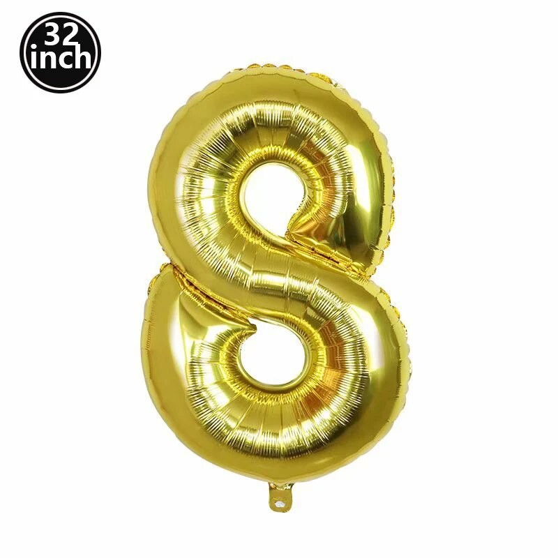 Балон с номер 8 8-цифрени балони Осем синя фигура Зелен глобус 8-ми рожден ден Голяма голяма червена роза Златна черна цветна 32 инча